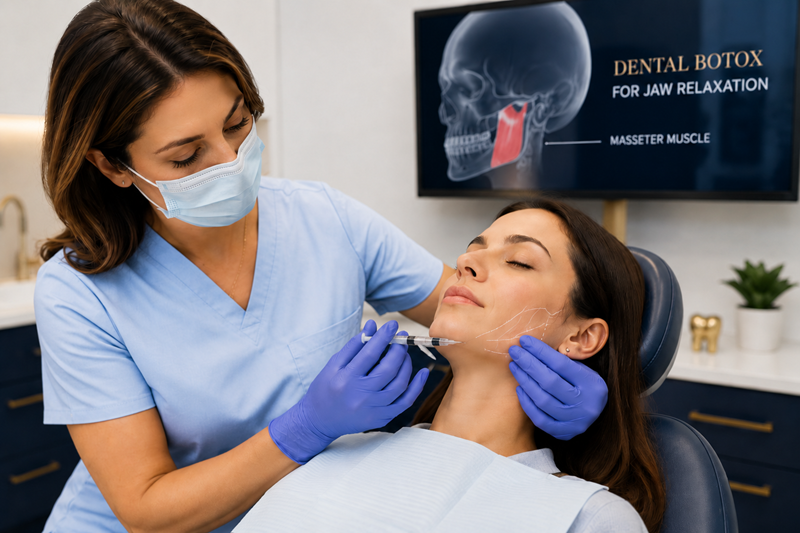 Patient receiving cosmetic Botox treatment at a dental office